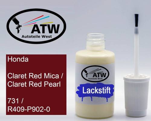 Honda, Claret Red Mica / Claret Red Pearl, 731 / R409-P902-0: 20ml Lackstift, von ATW Autoteile West.
